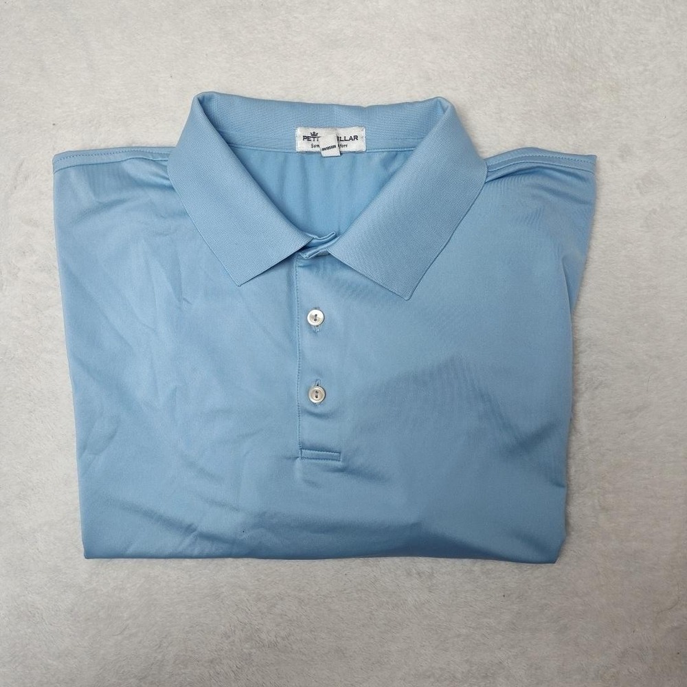 Peter Millar Polo Shirt Mens XL Blue Summer Comfort Golf Tour Polyester Spandex